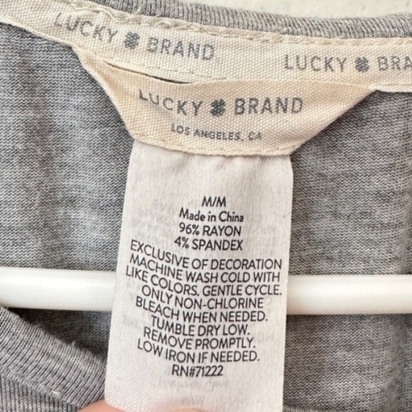 Lucky Brand Western Rodeo Script Graphic Modal T Shirt Grey Navy Oversized Fit M - Picture 4 of 6